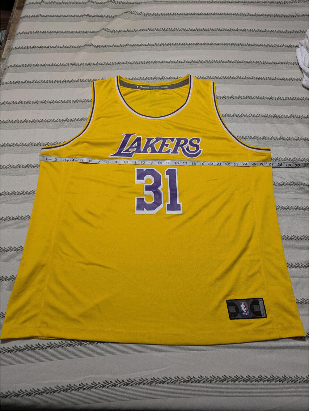 Fanatics NBA Los Angeles Lakers Thomas Bryant #31 Yellow Jersey - Size XXL